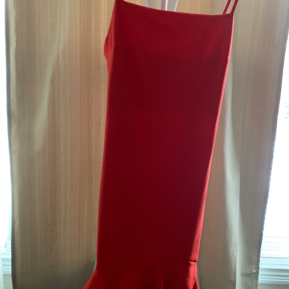 Red tight single strap short dress